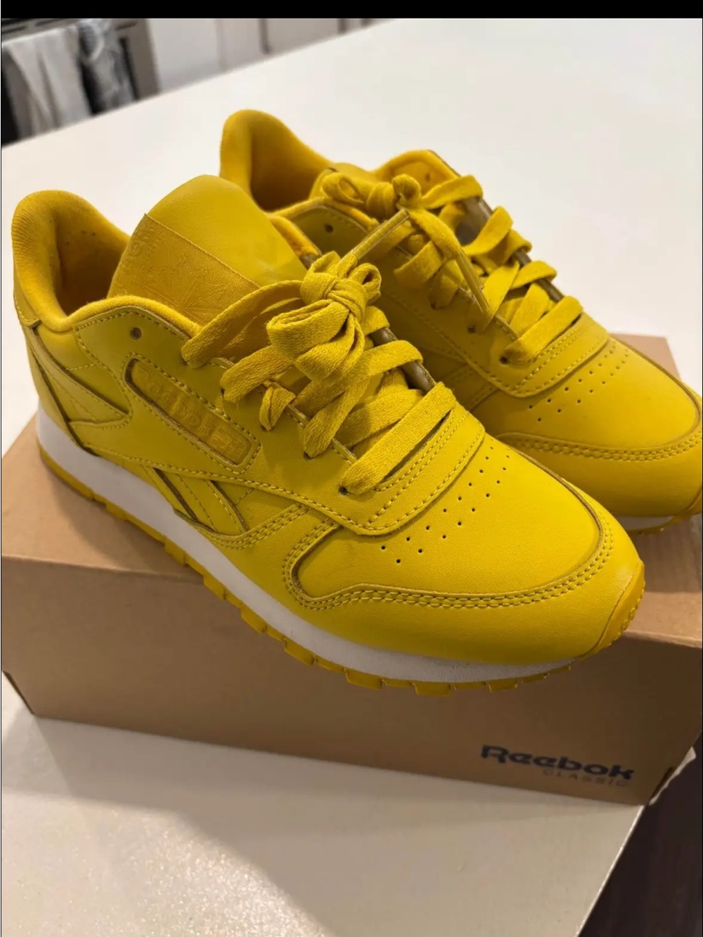 Reebok Yellow Low-Top Sneakers with White Accents